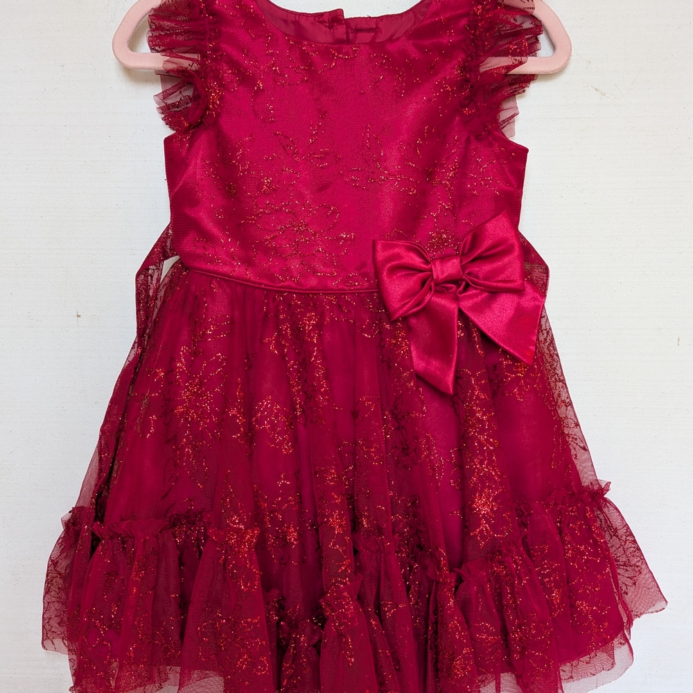 Jona Michelle Red Glitter Kids Formal Dress